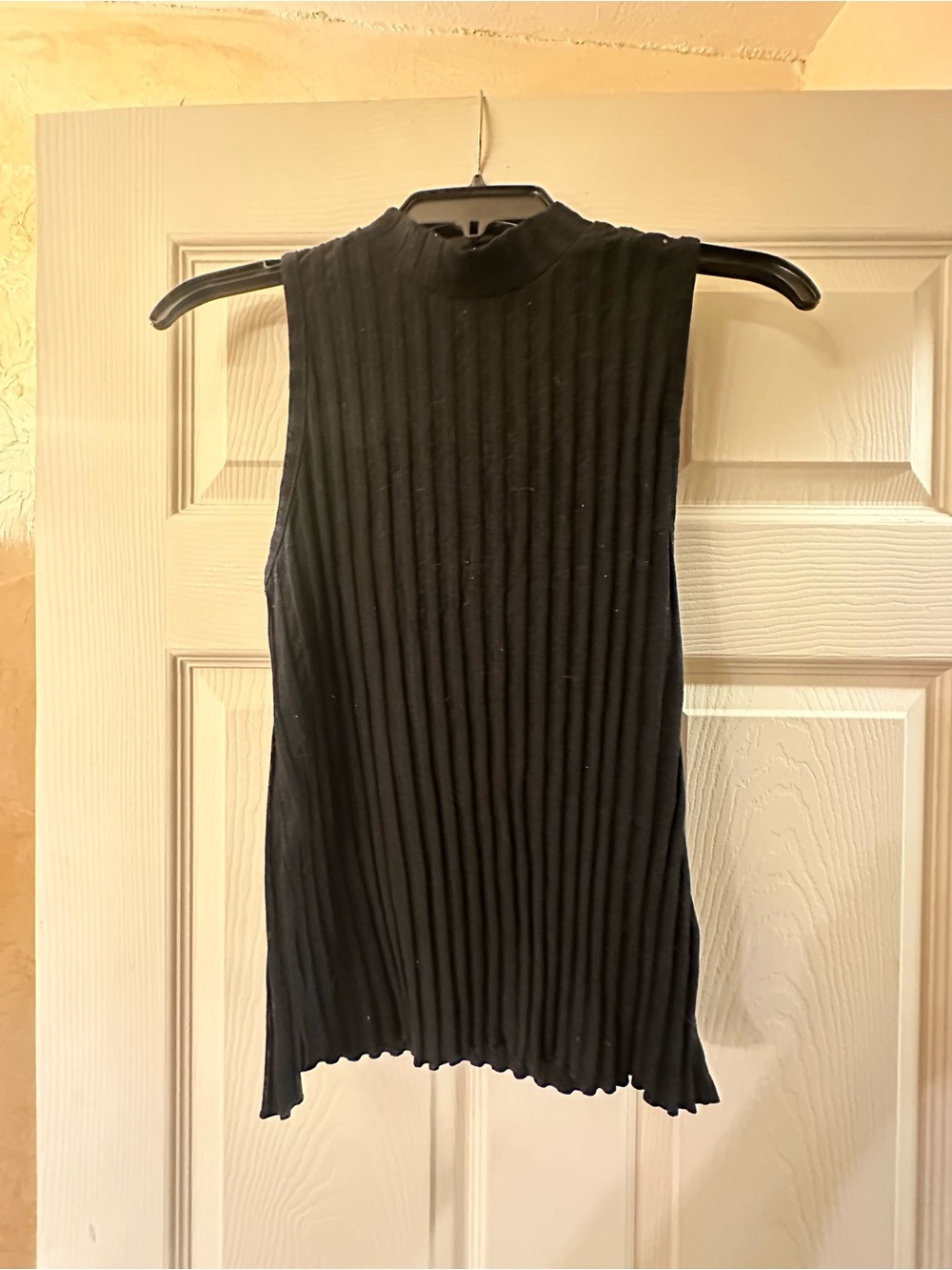 a new day Black Ribbed Mock Neck Tank